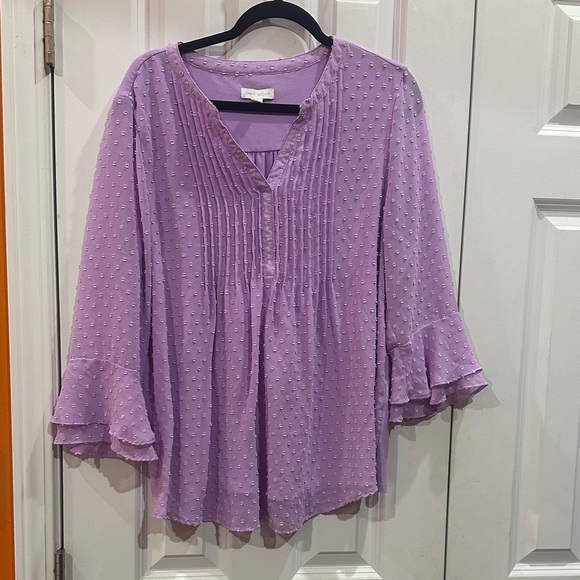 Charter Club Tops - NWOT Lavender Ruffle Sleeve Women's Top size L